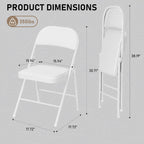 SEALAMB 16 Pack Folding Chairs with Cushion Seat, Heavy Duty Metal Frame Portable Stackable Chairs for Wedding Party Office School Church Events, Indoor Outdoor Use, 350 lb Capacity,White