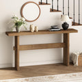 Solid Wood Console Table, 63" Farmhouse Entryway Table with Sturdy Mortise and Tenon Joints, Rustic Sofa Table for Hallway, Behind Couch, Foyer, 15 Mins Easy Assembly