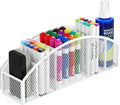 Magnetic Dry Erase Marker Holder for Whiteboard, 10 inch Large Capacity Whiteboard Marker and Spray Holder, 5 Slots Magnetic Fridge Organizer for Office, Classroom, Home (White)