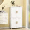 Bathroom Storage Cabinet, Bathroom Floor Cabinet Freestanding Organizer with Adjustable Shelves for Bathroom Laundry Room,4 Doors, Black