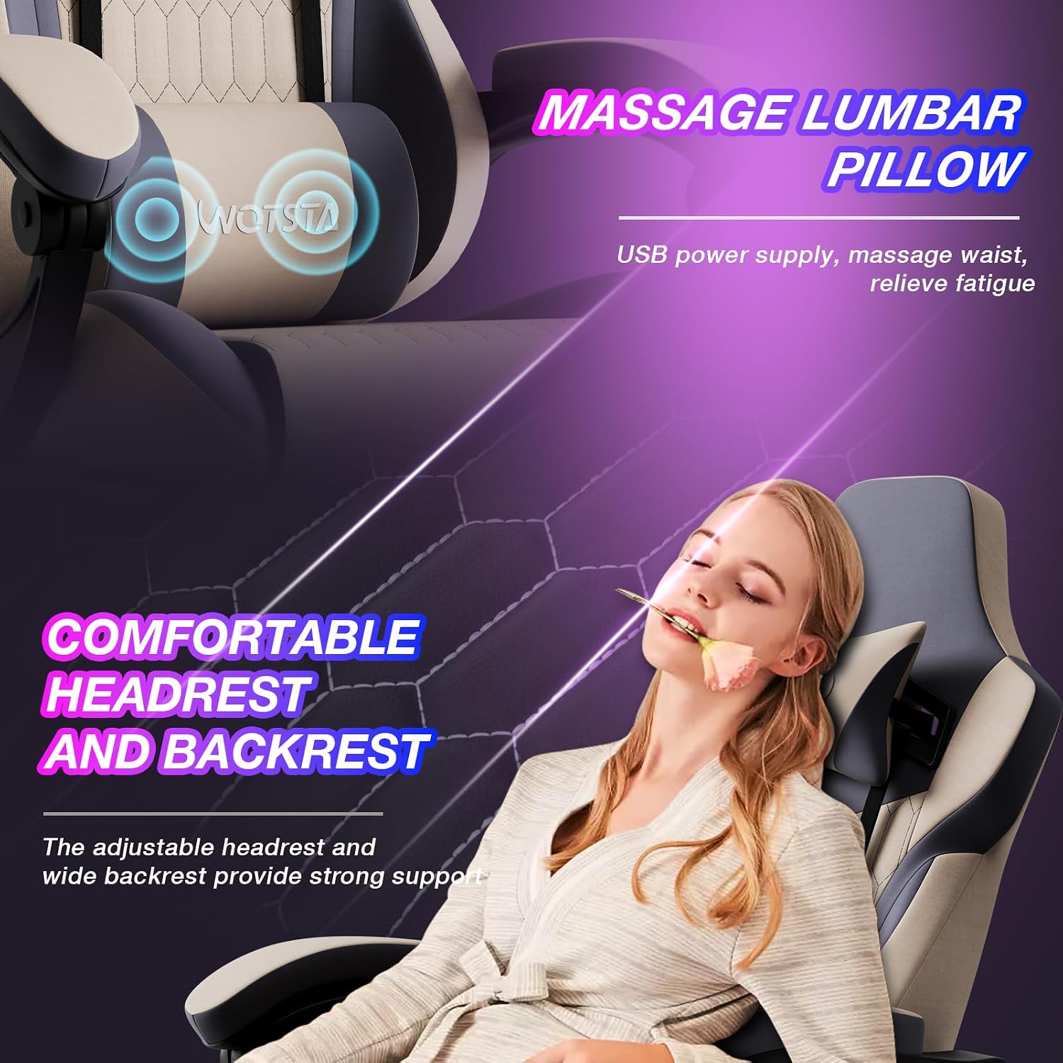 Gaming Chair with Footrest, High Back Gaming Chairs PVC Leather Ergonomic Gamer Chair with Adjustable Headrest Lumbar Support Racing Style Video Gaming Chair for Office/Home (Grey)