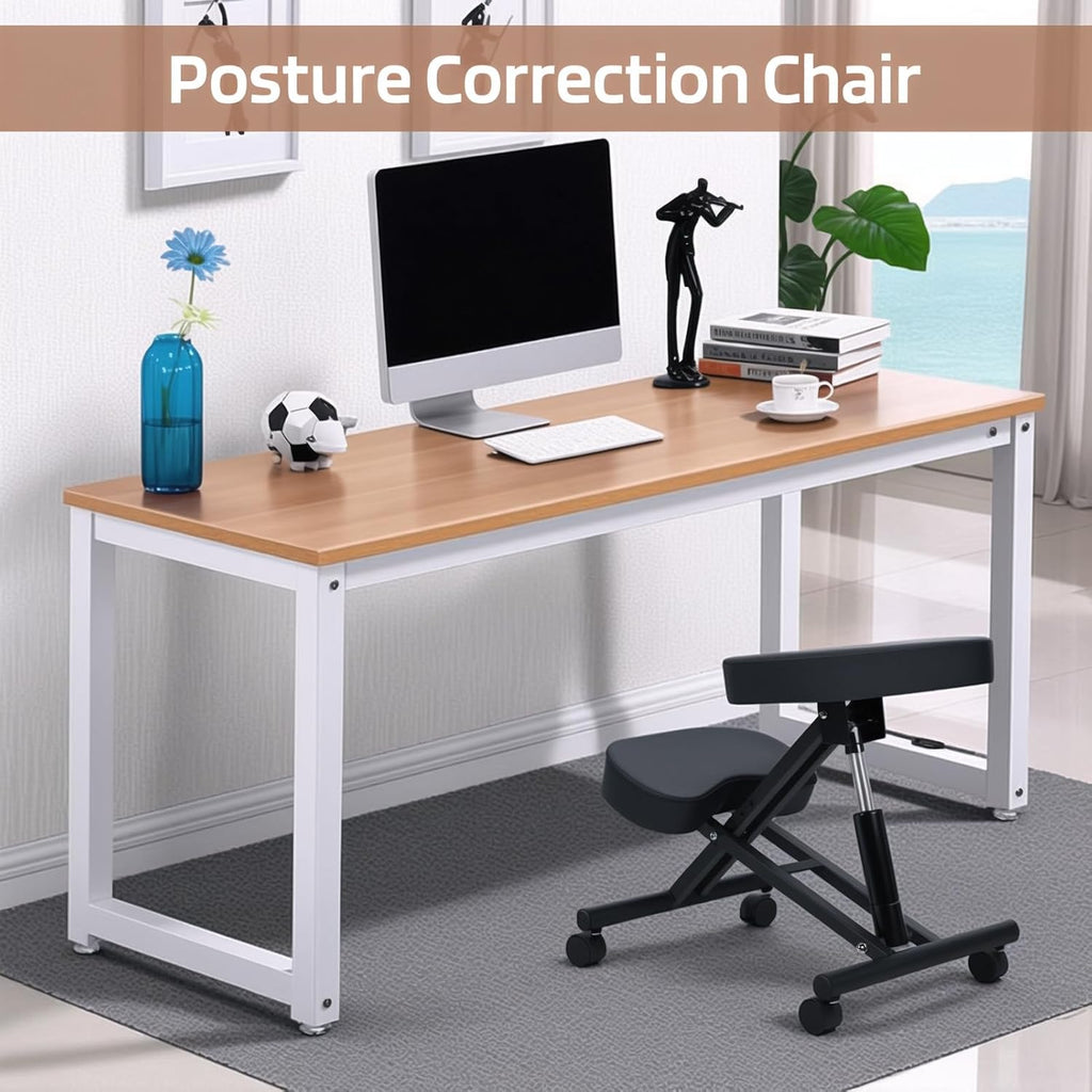 YOXIER Kneeling Chair,Meditation Chair,Posture Chair to Relieve Neck & Back Pain, Brake and Smooth Gliding Casters, Knee Chair Ergonomic,Posture Office Chair with an Angled Seat and Casters Black