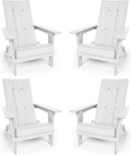 YEFU Adirondack Chairs Set of 4:Oversize Folding - 400lb Weight Capacity - Plastic Adirondack Chairs - High Back Like Wooden - All-Weather Use for Outdoor/Patio/Fire Pit/Garden/Camping - (White)