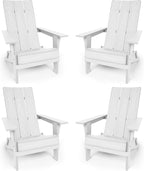 YEFU Adirondack Chairs Set of 4:Oversize Folding - 400lb Weight Capacity - Plastic Adirondack Chairs - High Back Like Wooden - All-Weather Use for Outdoor/Patio/Fire Pit/Garden/Camping - (White)
