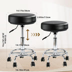 Rolling Stool with Wheels, Thick 7.5cm Cushion Professional Swivel Drafting Stool, Height Adjustable Heavy Duty 500 lb Stool with Silent Casters and Foot Ring for Salon Tattoo Clinic Home Office
