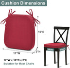 Shinnwa Dining Chair Cushions Set of 4, Patented Design Memory Foam Seat Cushions for Dining Chairs with Ties and Washable Cover, 4 Pack, 17" x 16" x 2", Burgundy