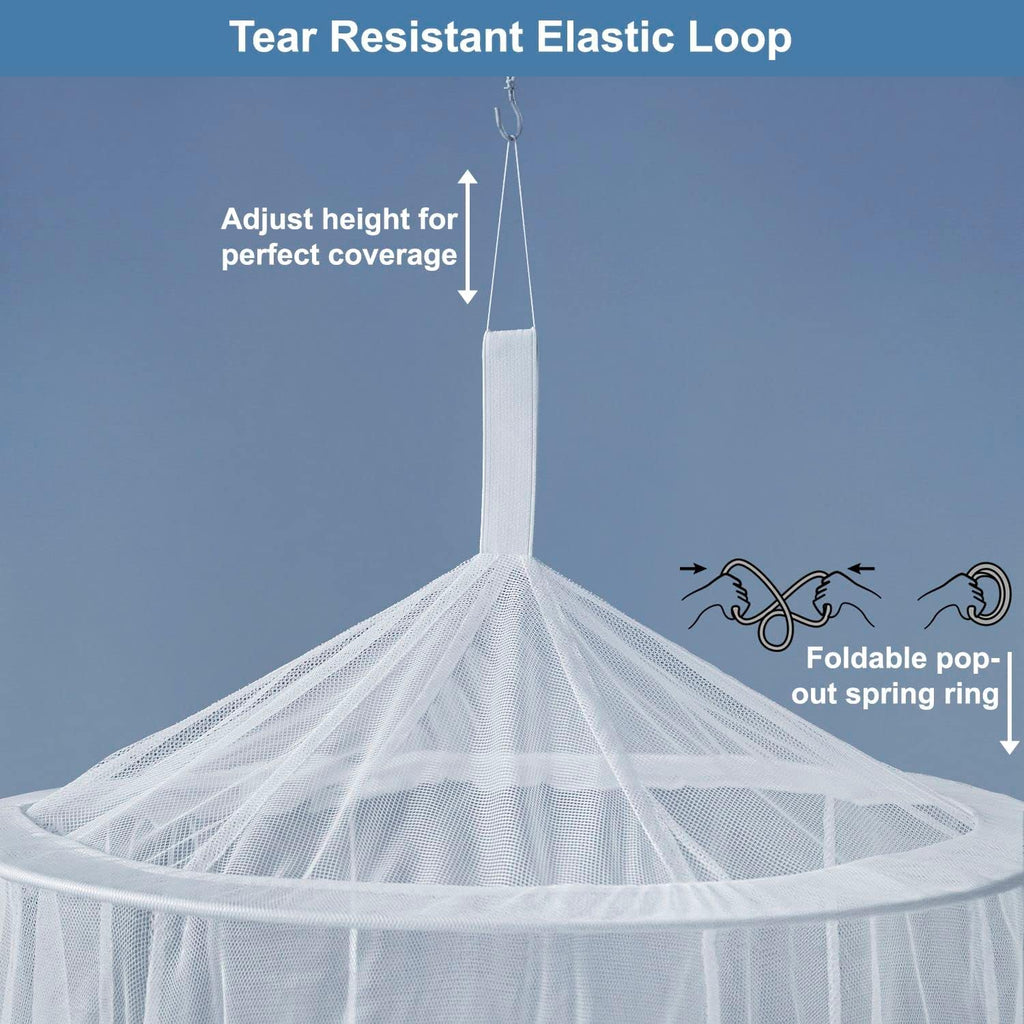 Mosquito Net for Single to King-Sized Beds – Fully-Enclosed Bed Canopy for Travel or Decoration – Free Bag, Hanging Kit & Adhesive Ceiling Hooks for Easy Setup