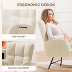 LUCKLIFE Rocking Chair Nursery,Teddy Upholstered Glider with Side Pockets | High Backrest Reading Chair,Modern Accent Chairs for Living Room,Bedroom