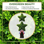 Patriotic Star Topiary Tree, Artificial Boxwood, 4th of July Memorial Day Indoor Outdoor Centerpiece Decor (Large)