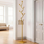 Gold coat rack,Coat Tree Freestanding heavy duty with 8 Hooks and Sturdy Metal Base for Coat Hats Purses,Tree-shaped Coat Stand for Entryway,Bedroom