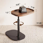 Adjustable Height TV Dinner Tray Table for Eating, 360°Swivel Small C Shaped End Side Table for Living Room, Bedroom,Hospital, Couch Armrest Table that Slide Under Sofa, Bed, Desk