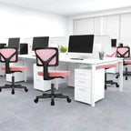 DUMOS Small Office Chair Armless, Ergonomic Adjustable Home Office Swivel Rolling Task Chair No Arms, Comfy Mesh Mid Back Computer Work Vanity Desk Chiars with Wheels for Small Spaces, Hot Pink