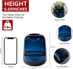 Relexome Blue Glass Flower Vase for Centerpieces Flowers 6.7 Inch Round Modern Glass Bud Vase Decorative Vases for Home Decor, Living Room, Dining Table, Entryway, Shelf, Office