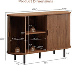 Buffet Cabinet with Storage, Fluted Sideboard Buffet with Sliding Door, Coffee Bar Cabinet with Adjustable Shelf, Console Table, Accent Table for Entryway, Kitchen (Walnut, 48 Inch)