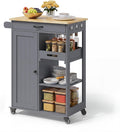 Gizoon Kitchen Cart, Rolling Kitchen Island Cart | Drawer, 22.8''W Countertop, Adjustable Shelve, Door, 4 Wheel, 3 Hook, Towel Rack, Multifunctional Storage Trolley, Grey