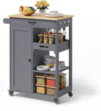 Gizoon Kitchen Cart, Rolling Kitchen Island Cart | Drawer, 22.8''W Countertop, Adjustable Shelve, Door, 4 Wheel, 3 Hook, Towel Rack, Multifunctional Storage Trolley, Grey