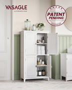 VASAGLE Floor Storage Cabinet, Freestanding Storage Unit with 4 Doors, Adjustable Shelves, 11.8 x 23.6 x 43.3 Inches, for Entryway, Bathroom, White UBBC552P31