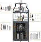 GAOMON Corner Wine Bar Cabinet with Large Storage Space and Removable Wine Rack, Coffee Bar Cabinet with Glass Holder and Mesh Door, 4-Tier Liquor Cabinet Bar, Dark Wood