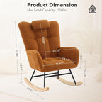 Nursery Rocking Chair, Upholstered Baby Fluffy Glider Rocker, Reading Chair with High Backrest, Comfy Chairs for Living Room, Bedroom, Nursing