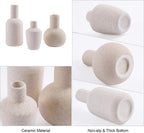 DN DECONATION Ceramic Vase Set of 3, Small Vases Home Decor Boho Rustic Farmhouse for Pampas Grass & Dried Fresh Flowers, Modern Decorative Vases for Living Room, Bedroom, Entryway, Shelf, Table Decor