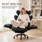Big and Tall Office Chair with Flip Armrests for Pets and Cross Legged Sitting, Reclining Ergonomic Computer Desk Chair with Foot Rest, Wide Seat PU Leather Executive Chair, 135° Recline Silent Wheels