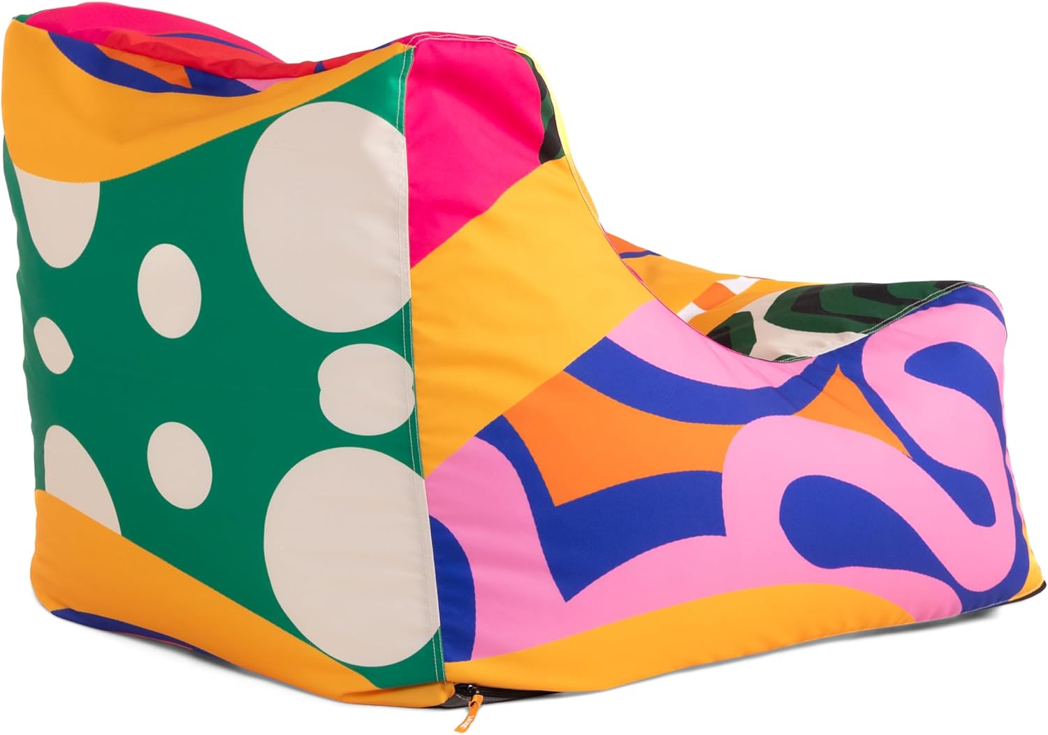 Jaxx Ponce Outdoor Bean Bag Chair - Weather Resistant Patio and Poolside Lounge Seating, Zuri Multicolor Pattern