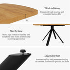 HIPIHOM Extendable Dining Table Set for 6 People, 47.2''-63'' MDF Kitchen Table with 6 Upholstered Chairs, Metal Legs for Dining Room, Kitchen, Apartment(Oak Table+6 Grey Chairs)