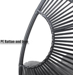 Balcony Chairs Egg Wicker, 400lbs Capacity, Indoor Outdoor Use, 8-Inch Soft Cushion(Black+Gray)