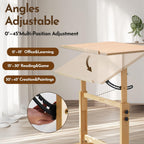 conda Wood Drafting Table - Adjustable Height, 35.5"x23.5" Plan Table for Construction with Tiltable Surface, Rustic Architect Table & Blue Print Tables for Drawing, Writing, Graphic Design