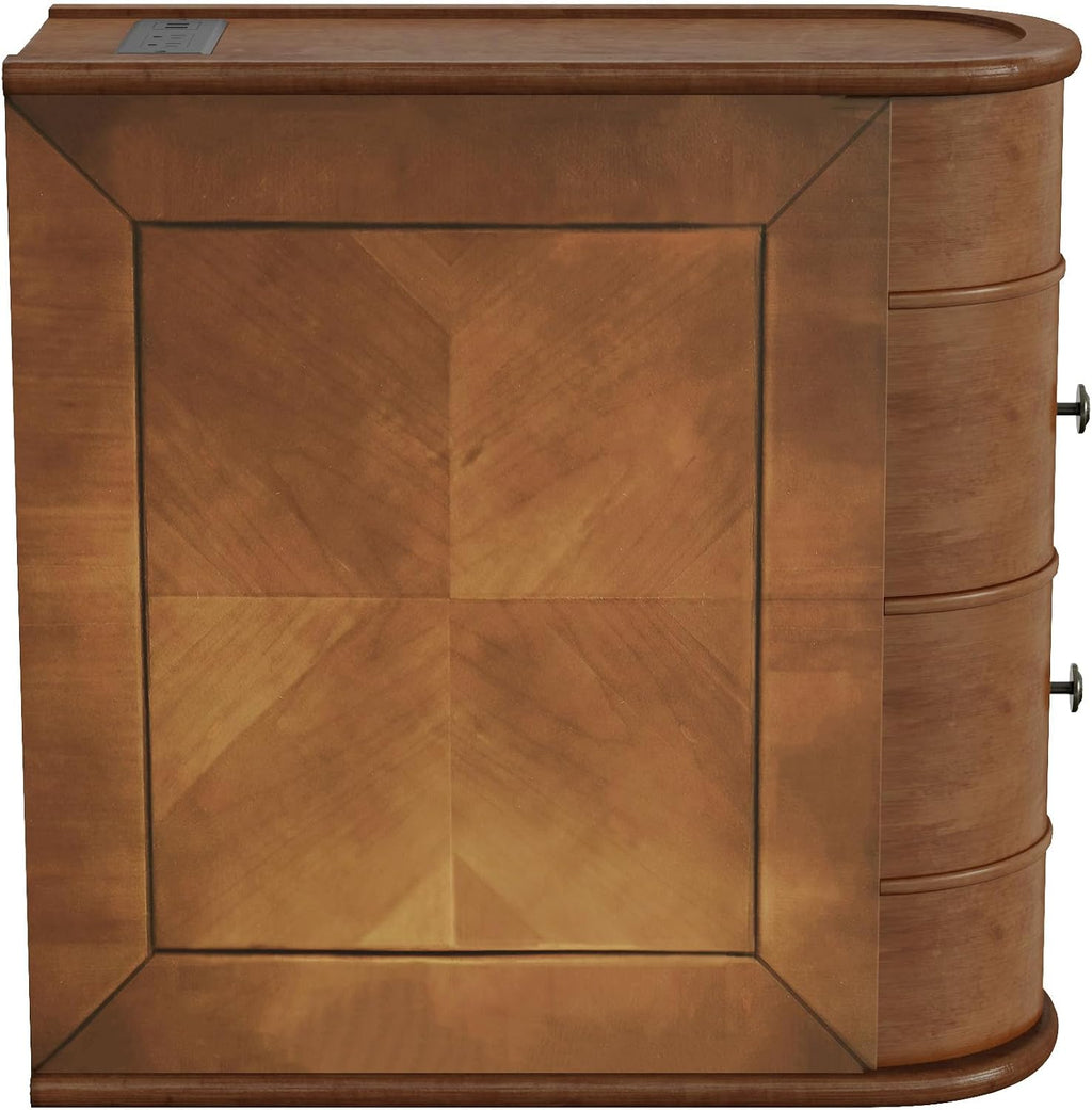 Narrow End Table with Charging Station, Skinny Side Table for Living Room, Slim Nightstand Bedside Table with Storage Drawers Sofa Side Table for Small Spaces Bedroom, No Assembly (2 Drawers)