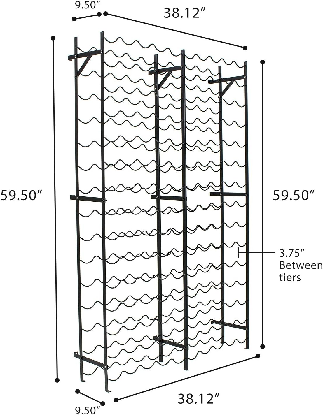 Sorbus Wine Rack Freestanding Floor - Wine Bottle Holder Holds 150 Bottles of Wine - 150 Bottle Capacity Wine Storage for Any Bar, Wine Cellar, Kitchen, Dining Room