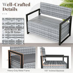 Gray Rustic PE Rattan Outdoor Storage Bench 24.5x46x33.5in, 800lb Capacity, 40 Gal Under-Seat, Weather-Resistant for Patio