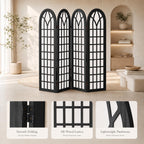 4 Panel Room Divider Screen, Freestanding Shoji Style Privacy Partition with Black Wooden Frame, Decorative Folding Wall Divider for Bedroom, Office, Apartment