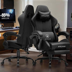 GTPLAYER Gaming Chair with Pocket Spring Cushion, Leather Office Chair with Ergonomic High Back & Lumbar Support for Back Pain Relief, Computer Game Chair for Adults, Black