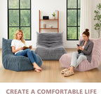 Bean Bag Chair for Adults, Giant Bean Bag Sofa Oversized Beanbag Chairs, Fireside Bean Bag Couch with High Density Sponge Filled Large Bean Bags Chair for Apartment Living Room Bedroom, Dusty Pink