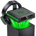 Auto Cooling Fan for Xbox Series X with LED Temperature Display & 9 RGB Lighting Modes, Smart Thermally-Adjustable Cooling System for Xbox Series X, Separate Cooler&Light Switch, Headset Hook,USB Port