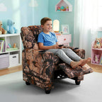LDAILY Kids Recliner, PU Leather Kids Lounge Chair with Cup Holder, Adjustable Backrest & Footrest, Ergonomic Toddler Recliner Furniture Sofa for Children Boys Girls Age 3+, Living Room (Leaf)