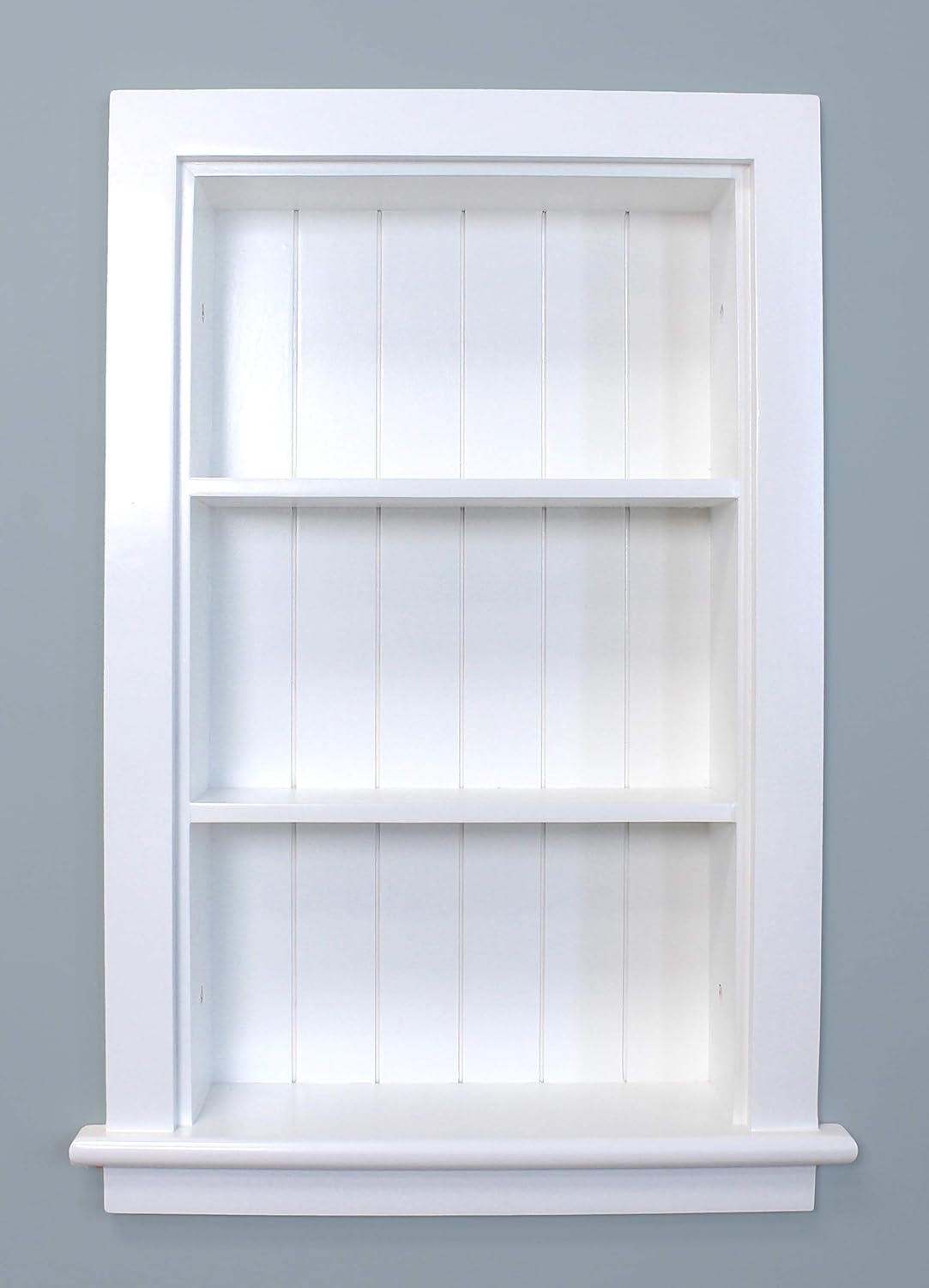 14x24 Aiden Recessed Wall Niche Medicine Cabinet Replacement, in The Wall Bathroom Cabinet Insert Shelf/Shelves, Made in North America, Real Wood, NO MDF, Beadboard, White