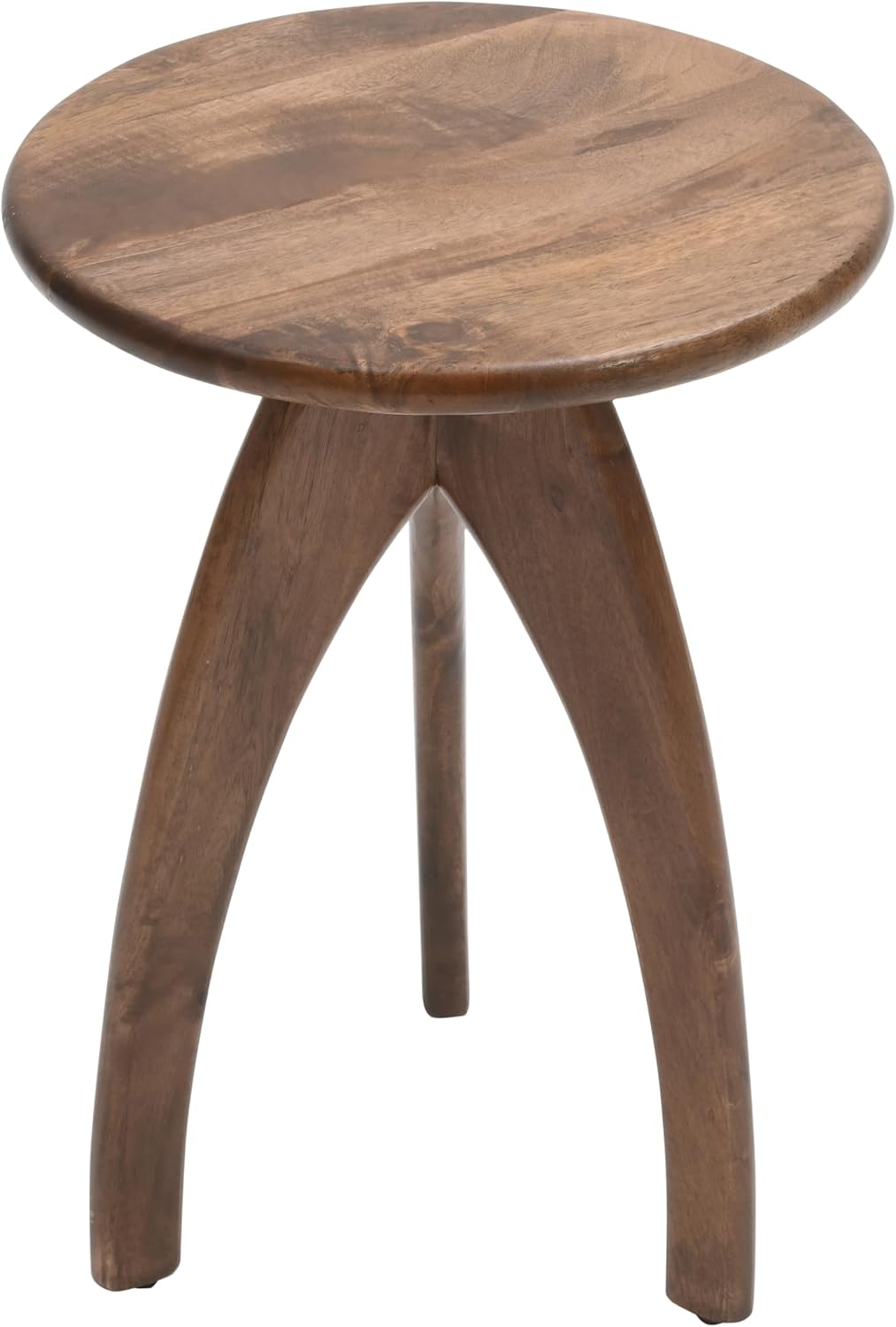 Jofran Aero Round Mid-Century Modern Solid Wood Accent End Table, Side Table for Living Room Bedroom, Small Nightstand, Chestnut