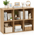 POWERSTONE 6 Cube Storage Organizer, Open Cube Bookshelf with Back Panels, Modern Display Cubby Bookcase for Bedroom Living Room Home Office, Natural