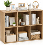 POWERSTONE 6 Cube Storage Organizer, Open Cube Bookshelf with Back Panels, Modern Display Cubby Bookcase for Bedroom Living Room Home Office, Natural