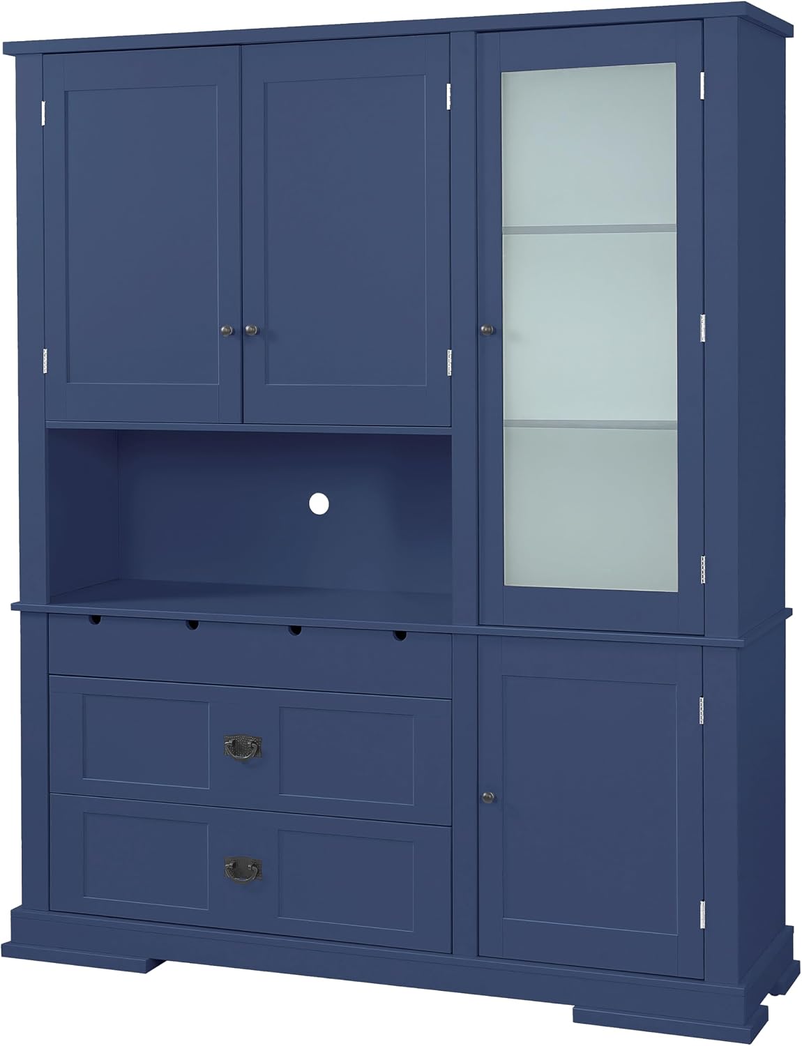 Freestanding Buffet with Hutch, Large Kitchen Pantry Storage Cabinet Cupboard with Drawers,Door Shelf and Adjustable Shelves,for Dining Room (Blue-DC)