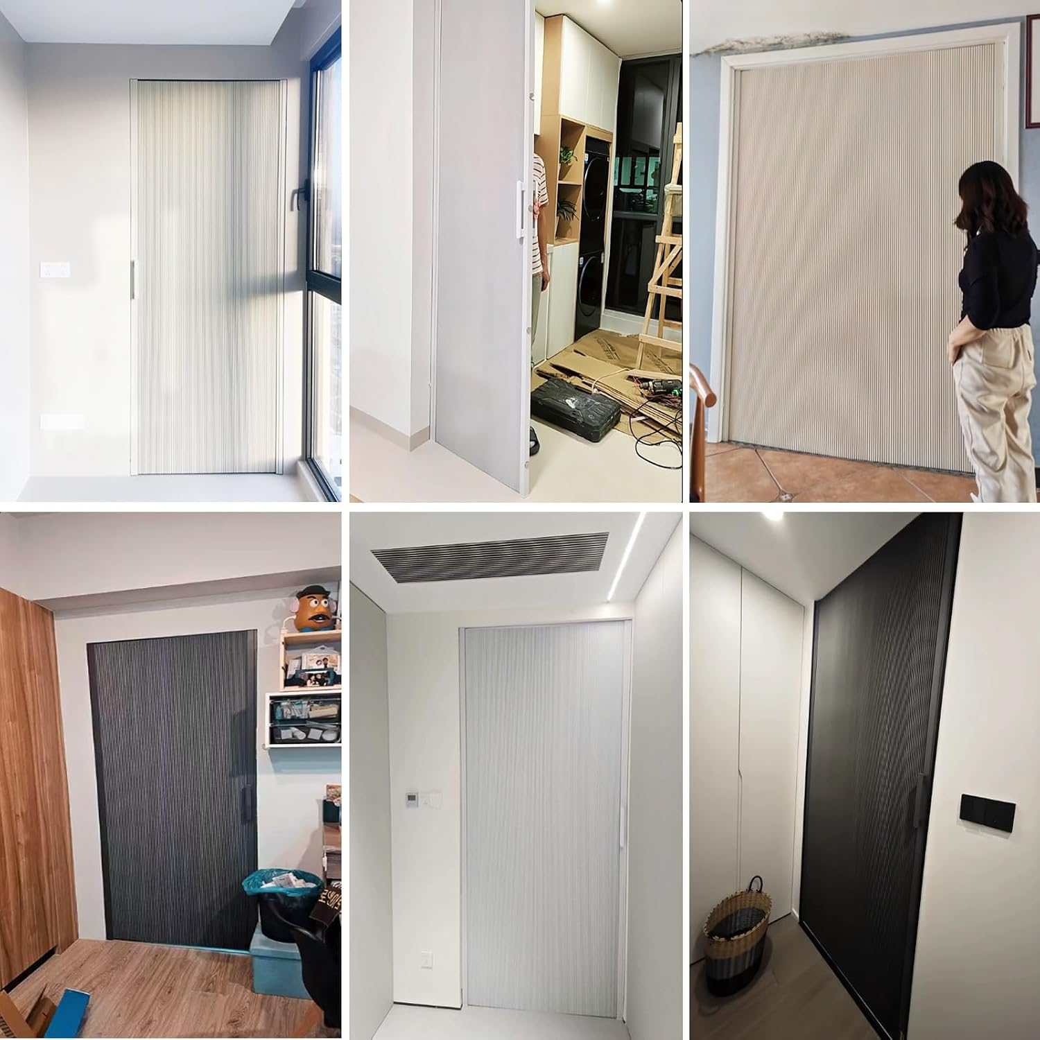 H 80 85 90 95 in Foldable Sliding Door Without Drilling, Trackless Collapsible Door for Bathroom/Kitchen, Honeycomb Accordion Door, Insulated from Cold or Hot Air(White,60x95in)
