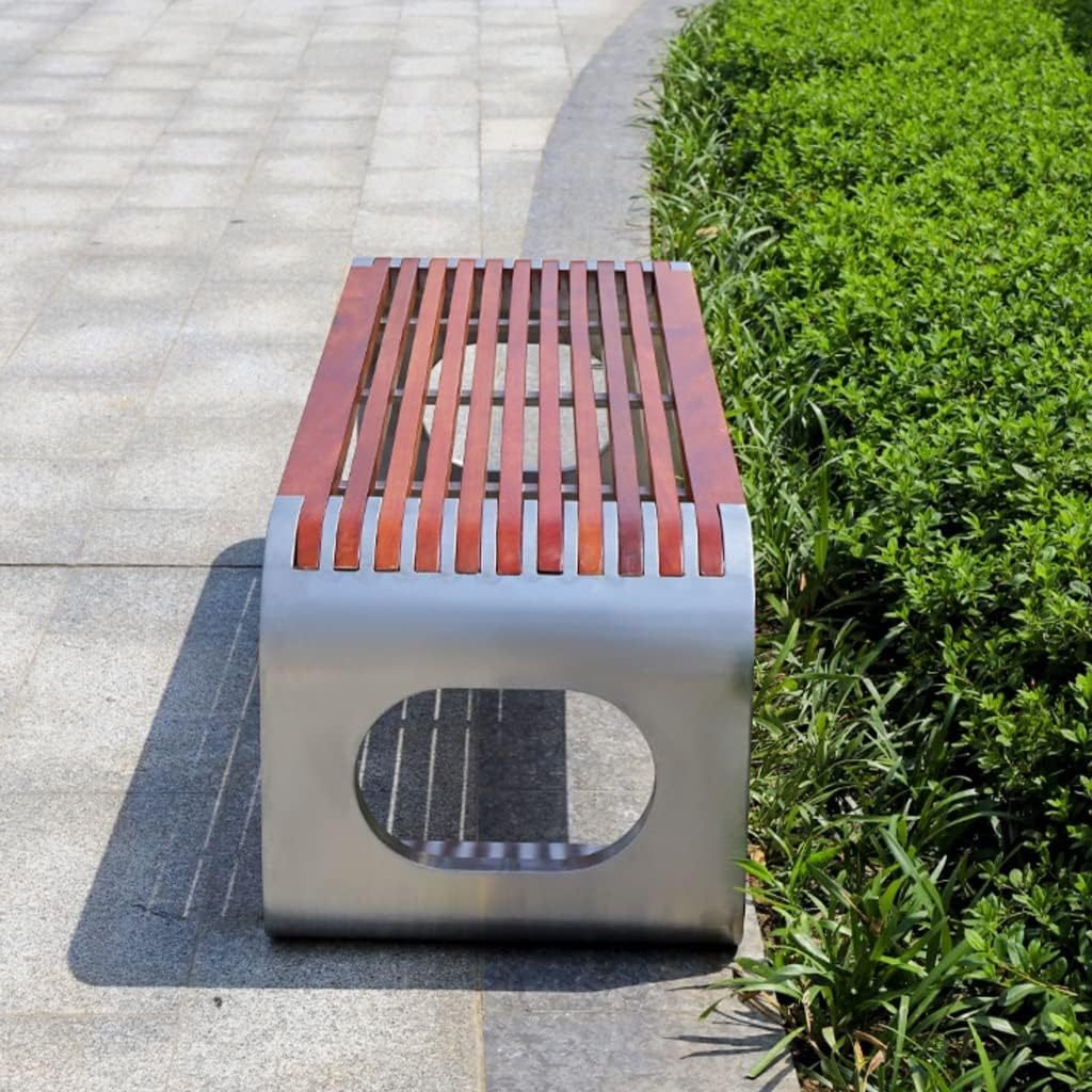Patio Benches for Outdoors Outdoor Park Chair Garden Solid Wood Leisure Home Open-air Seat Stainless Steel Rest Bench Garden Benches for Outdoors
