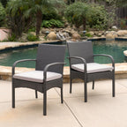 Patio Dining Chairs, Cordoba Set of 2 PE Wicker Outdoor Rattan Side Chairs for Garden Deck Backyard Porch Dining Table and Patio Seating