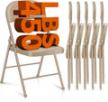 6 Pack Folding Chairs with Padded Seats, Portable Metal Folding Chairs, Vinyl White Padded Folding Chair for Home Party Office Event Outdoor Indoor (Brown, 6 Pack)