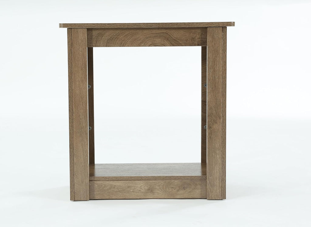 Tribesigns End Table, Narrow Side Table for Living Room, Farmhouse Nightstand with Storage Shelves for Bedroom, Small Spaces, Rustic Brown