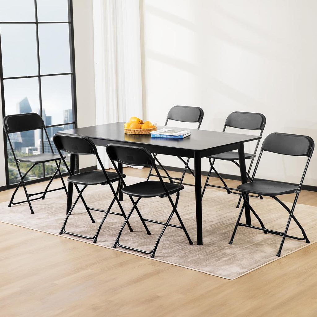 Sweetcrispy Folding Chair 10 Pack, Plastic Foldable Chairs with 330-Pound Capacity, Sturdy Metal Portable Chair, Easy to Use and Store, Outdoor and Indoor, for Home, Office, Party, Comfy, Black