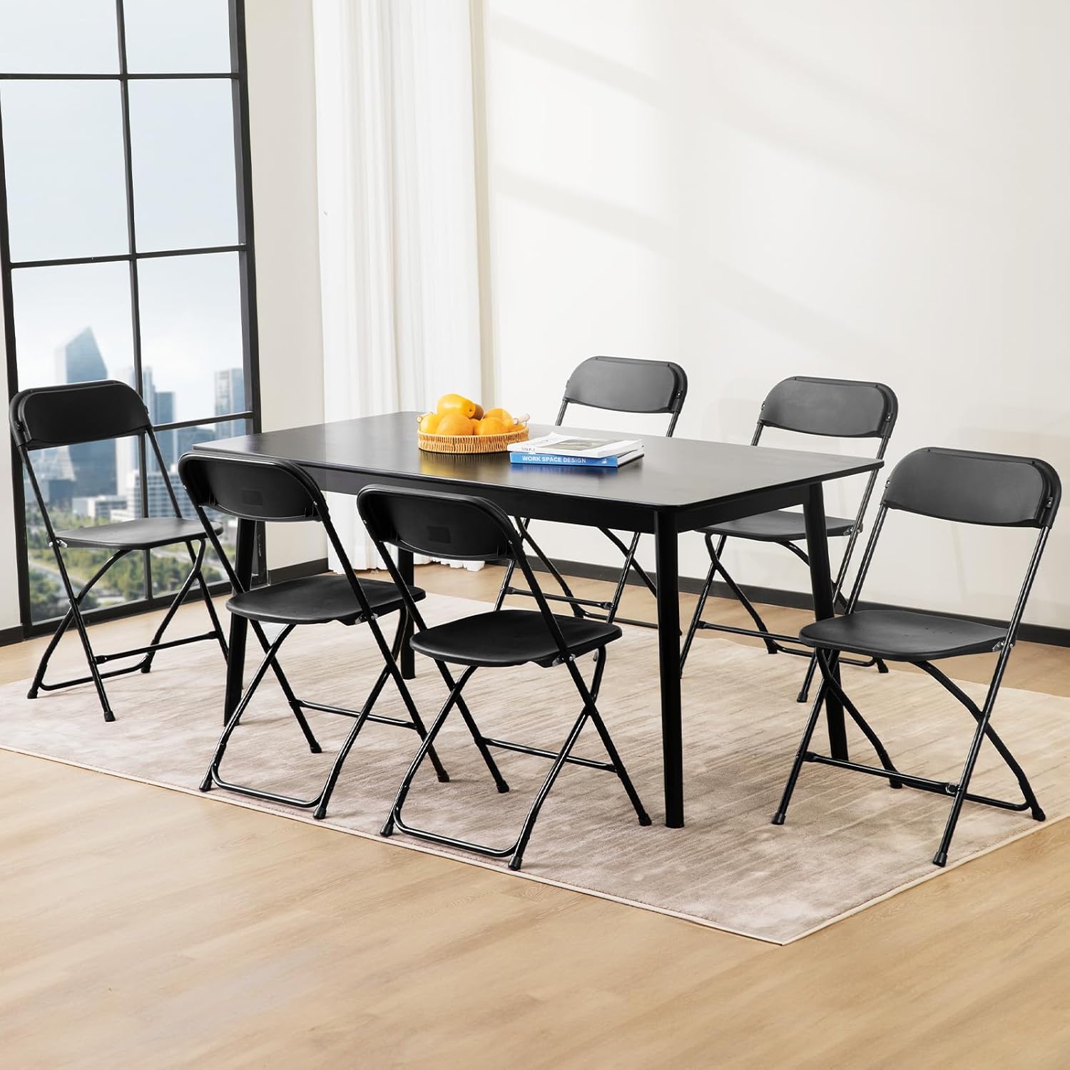 Sweetcrispy Folding Chair 10 Pack, Plastic Foldable Chairs with 330-Pound Capacity, Sturdy Metal Portable Chair, Easy to Use and Store, Outdoor and Indoor, for Home, Office, Party, Comfy, Black