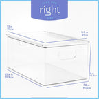 primebox Plastic Clear Stackable Storage Bins with Lids. Great for Pantry or Kitchen Organization. Fridge Organizer Containers. Cabinet, Bathroom Organizer. 6 Pack